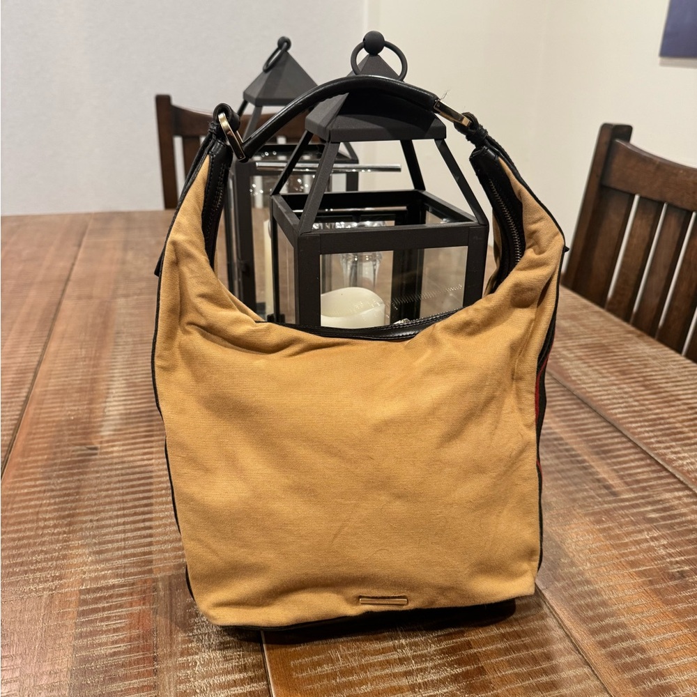 Gucci Beige Canvas Tote with Black Trim